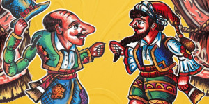 Παράσταση καραγκιόζη στην πλατεία του χωριού Θάνα