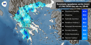 Στην Αρκαδία η περισσότερη βροχή κατά τη χθεσινή ημέρα