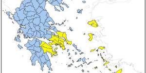 Χάρτης πρόβλεψης κινδύνου πυρκαγιάς για την Κυριακή, 12 Ιουλίου
