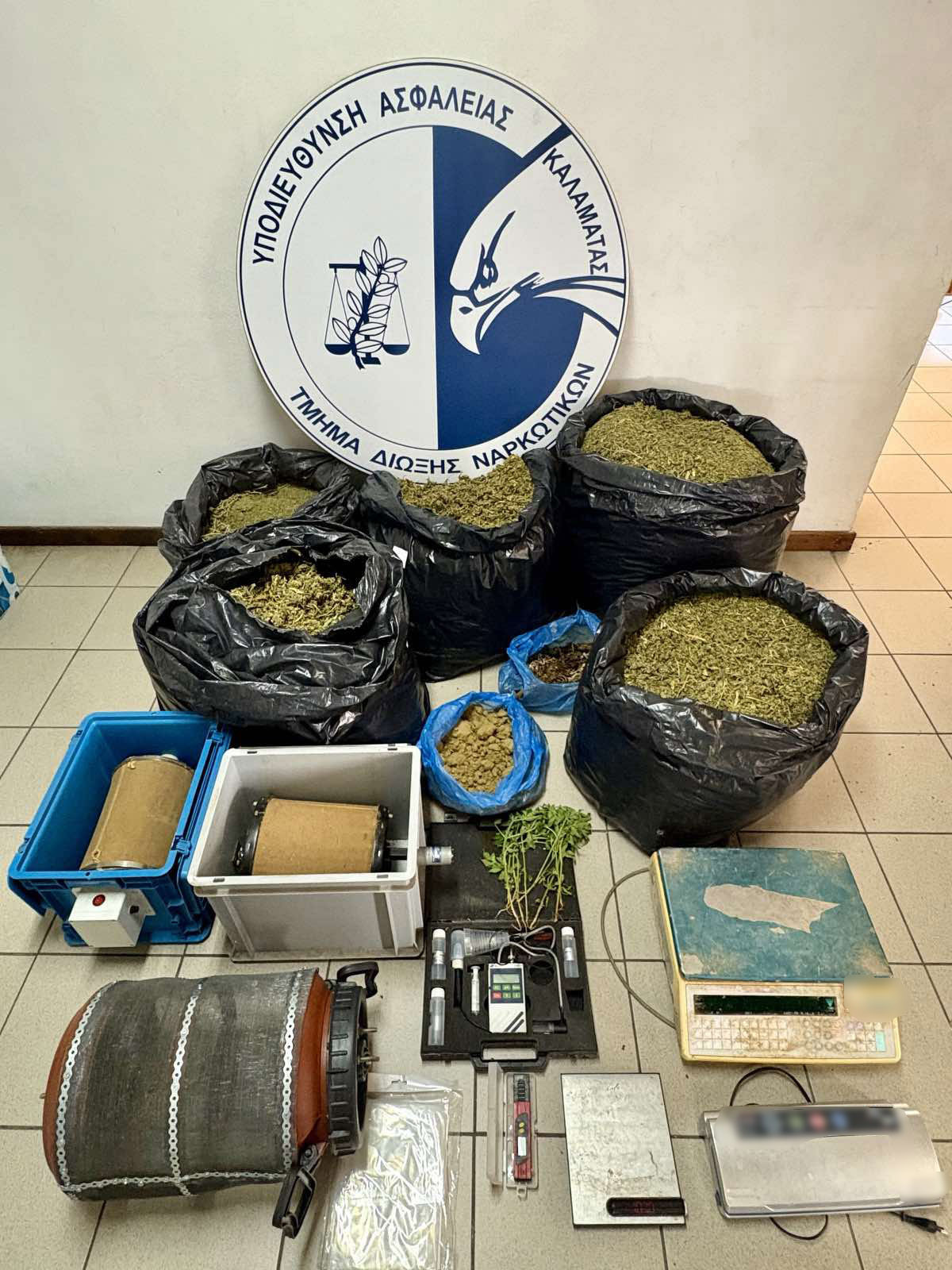 Πάνω από 57 κιλά κάνναβης και 12 δενδρύλλια κάνναβης κατασχέθηκαν στη Μεσσηνία